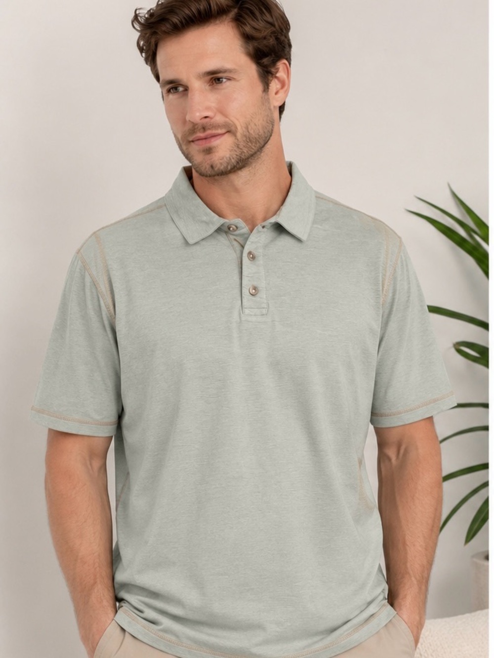 Big Sky Outfitters Men’s XL Sage Green/ Grey Polo Shirt NWT Short Sleeve Casual